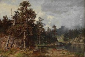 Skogslandskap Med Robat Og Fugler 1888 Skogslandskap Med Robat Og Fugler 1888