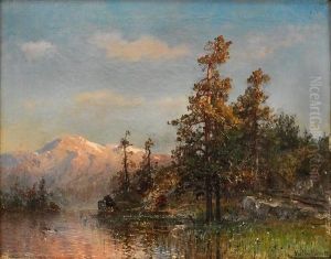 Skogslandskap Med Innsjo 1888
