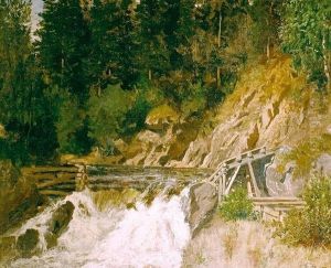 Skogsparti Med Fossefall 1873 by Morten Muller