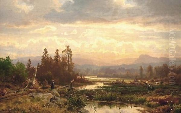 Budeie Med Kyr Ved Vann 1868 - view 1