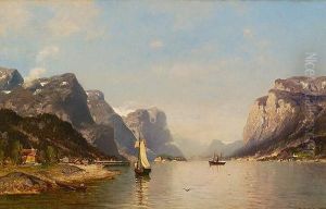 Dampskip Og Seilbat I Fjordlandskap