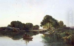 A Wooded River Landscape, 1855 by Edward Charles Williams
