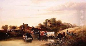 The Watering Place, scene in Devonshire, 1873 by Edward Charles Williams