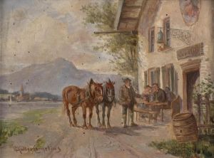 Resting By The Tavern by Ludwig Muller-Cornelius