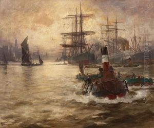Hamburg Harbour View by Franz Muller-Gossen