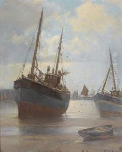 Maree Basse Dans Le Port De St. Ives by Franz Muller-Gossen
