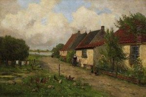 Village Landscape On Fischland In Summer. Signed Lower Left: P. Muller-kaempf by Paul Muller-Kaempff