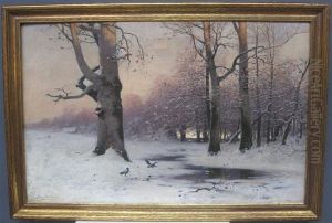 Forest Landscape In Winter by Konrad Mueller-Kuerzwelly