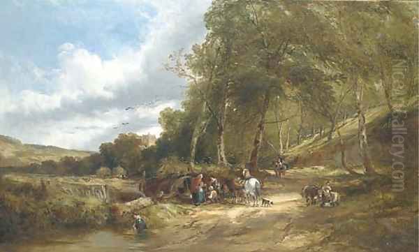 A gypsy encampment in a wooded landscape - view 1