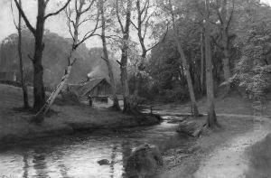 "bauernhaus Am Herbstlichen Bachlauf". by Konrad Mueller-Kuerzwelly