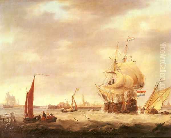Merchant Ship and Fishing Vessels off the Dutch Coast by George Webster