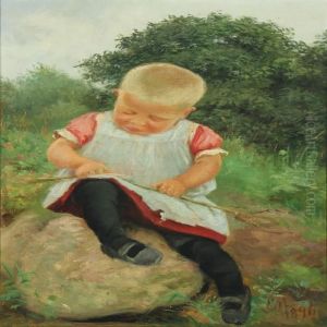 Little Girl Playing With A Stick