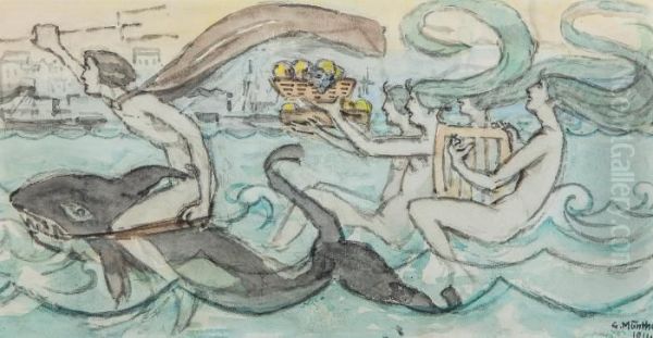 Neptun Ridende Pa Delfin Med Nereider - view 1