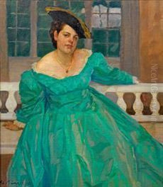 Junge Dame In Grunemkleid - view 1