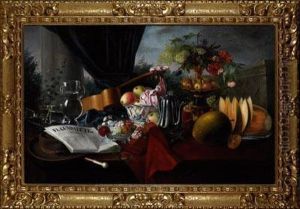 Bodegon Con Frutas,flores Y Periodico by Jose Maria Murillo Y Bracho