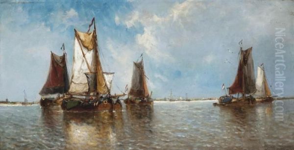 Barges On The Scheldt At Baesrode, Belgium - view 1