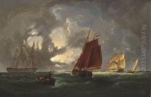 Warships And Other Shipping In A Thunderstorm