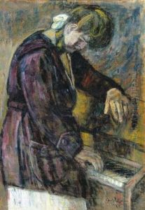 Girl Before Harmonium, About 1922 by Istvan Nagy