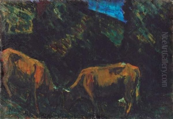Landscape In Transsylvania (cows), About 1925 - view 1