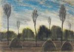 Landscape With Haystacks by Istvan Nagy