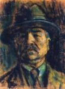 Self - Portrait With Hat by Istvan Nagy
