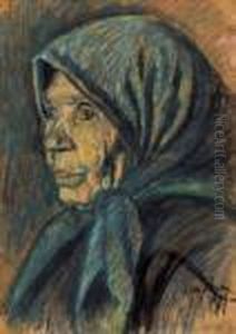 Woman With Blue Shawl by Istvan Nagy