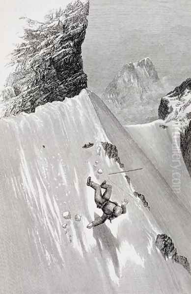 In Attempting to Pass the Corner I Slipped and Fell from The Ascent of the Matterhorn by Edward Whymper, published 1860s-80s - view 1