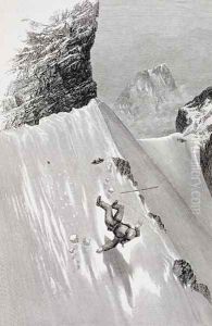 In Attempting to Pass the Corner I Slipped and Fell from The Ascent of the Matterhorn by Edward Whymper, published 1860s-80s In Attempting to Pass the Corner I Slipped and Fell from The Ascent of the Matterhorn by Edward Whymper, published 1860s-80s
