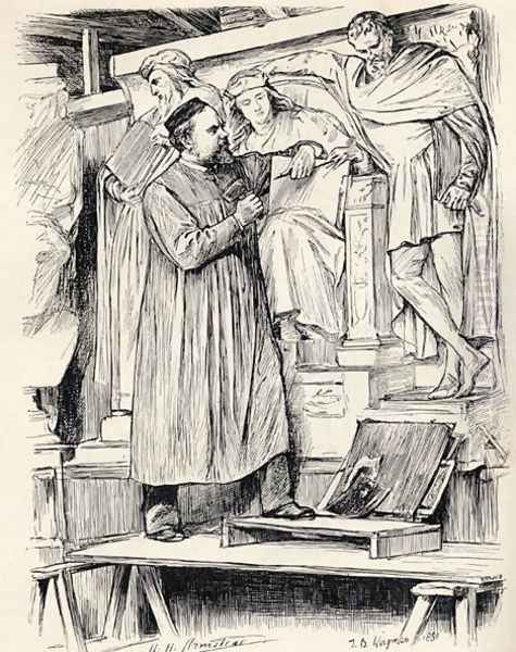 Armstead at Work, engraving after a drawing by Wirgman, from the book The Century Illustrated Monthly Magazine, May to October, 1883 - view 1