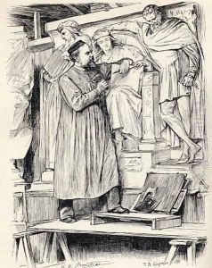 Armstead at Work, engraving after a drawing by Wirgman, from the book The Century Illustrated Monthly Magazine, May to October, 1883