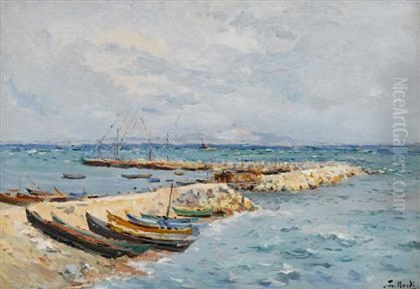 Boats Beached On Jetty Rocks - view 1