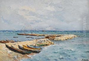 Boats Beached On Jetty Rocks