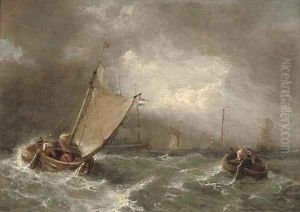 Shortening sail in a squall by John James Wilson