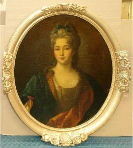 Portrait Of A Lady In A Blue Cloak With A Red Lining by Jean-Marc Nattier