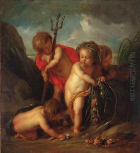 An allegory of water putti desporting with the attributes of Neptune