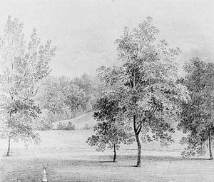 View of David Hosack Estate, Hyde Park, New York, with a Sundial (from Hosack Album) by Thomas Kelah Wharton