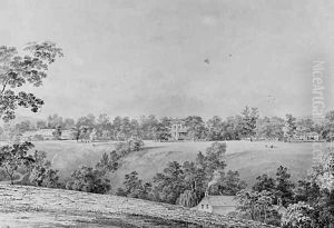 View of David Hosack Estate, Hyde Park, New York, from the East (from Hosack Album) by Thomas Kelah Wharton