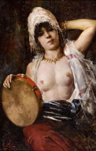Woman With Tambourine by Girolamo Pieri B. Nerli