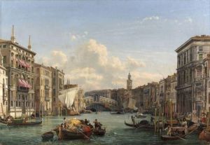 Vue Animee Du Grand Canal Vers Le Pont Du Rialto, Venise by Friedrich Nerly