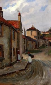 Askern, Figures By The Water Pump by Arthur Netherwood