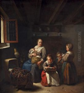 Mutter Mit Kindern by Caspar Netscher