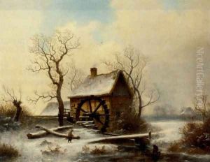The mill in winter by George Augustsus Williams