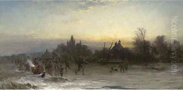 On the ice, sunset - view 1