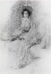 Jeune Femme Assise A La Capeline Et A L'ombrelle by Gabriel Nicolet