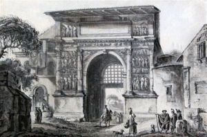 Figures Beside A Roman Arch by Victor-Jean Nicolle
