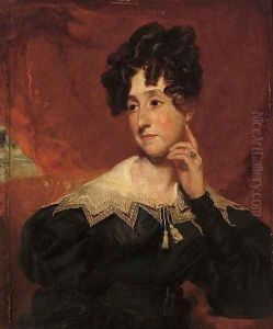Portrait of Mrs Campbell, bust-length, seated in an interior by Henry Wyatt