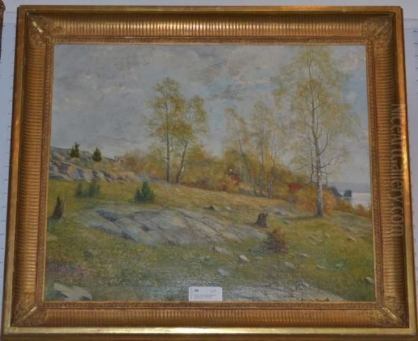 Hallandskt Landskap Med Roda Stugor - view 1