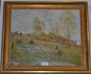 Hallandskt Landskap Med Roda Stugor by Severin Nilson