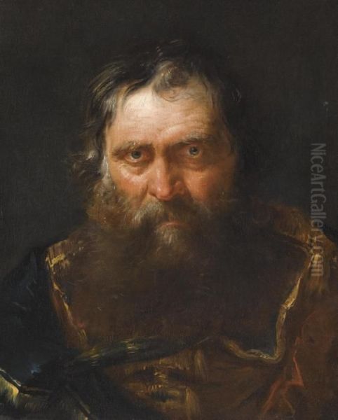Portrait Of A Bearded Man, Head And Shoulders, Wearing Oriental Dress - view 1