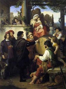 Raphael's First Sketch of the 'Madonna della Sedia' 1853 by Johann Michael Wittmer